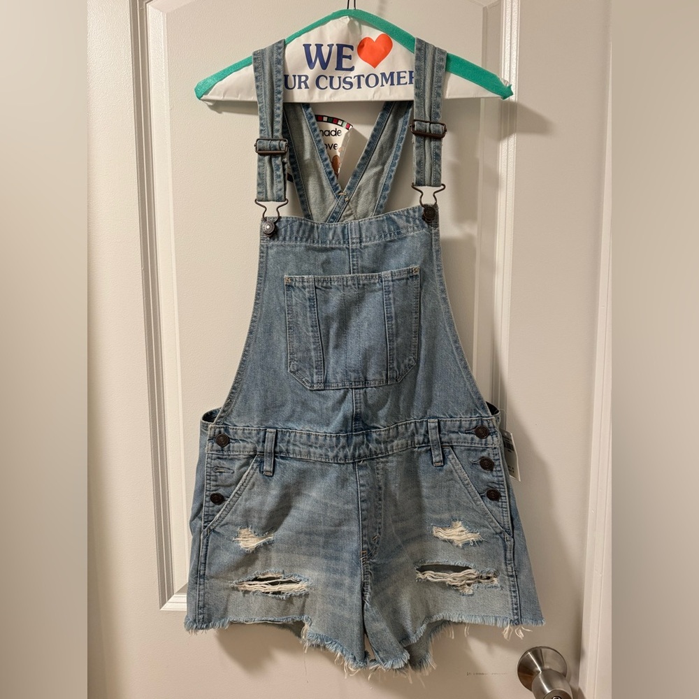 Abercrombie & Fitch Blue Jean Shorts Overalls